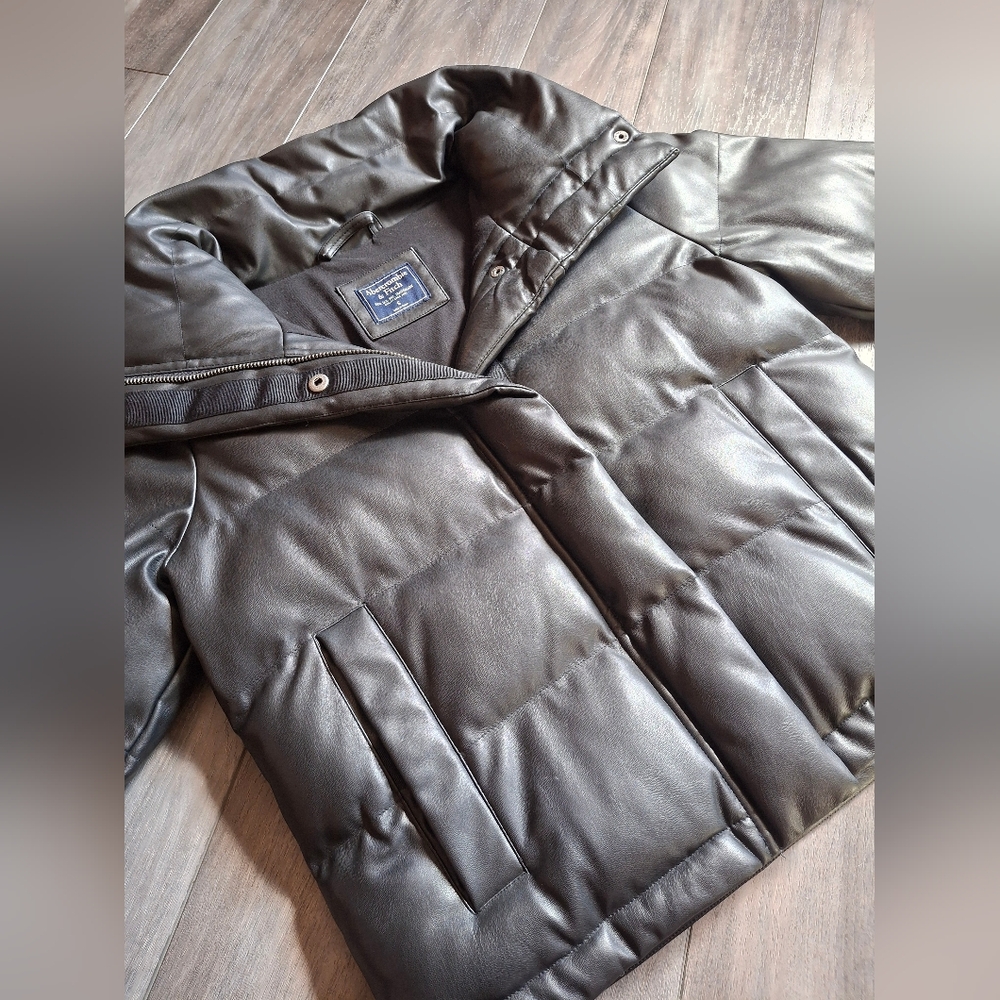 Women's Faux Leather Puffer Jacket